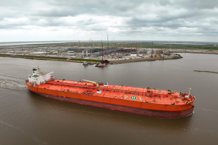 Crude oil tanker underway to the loading terminal